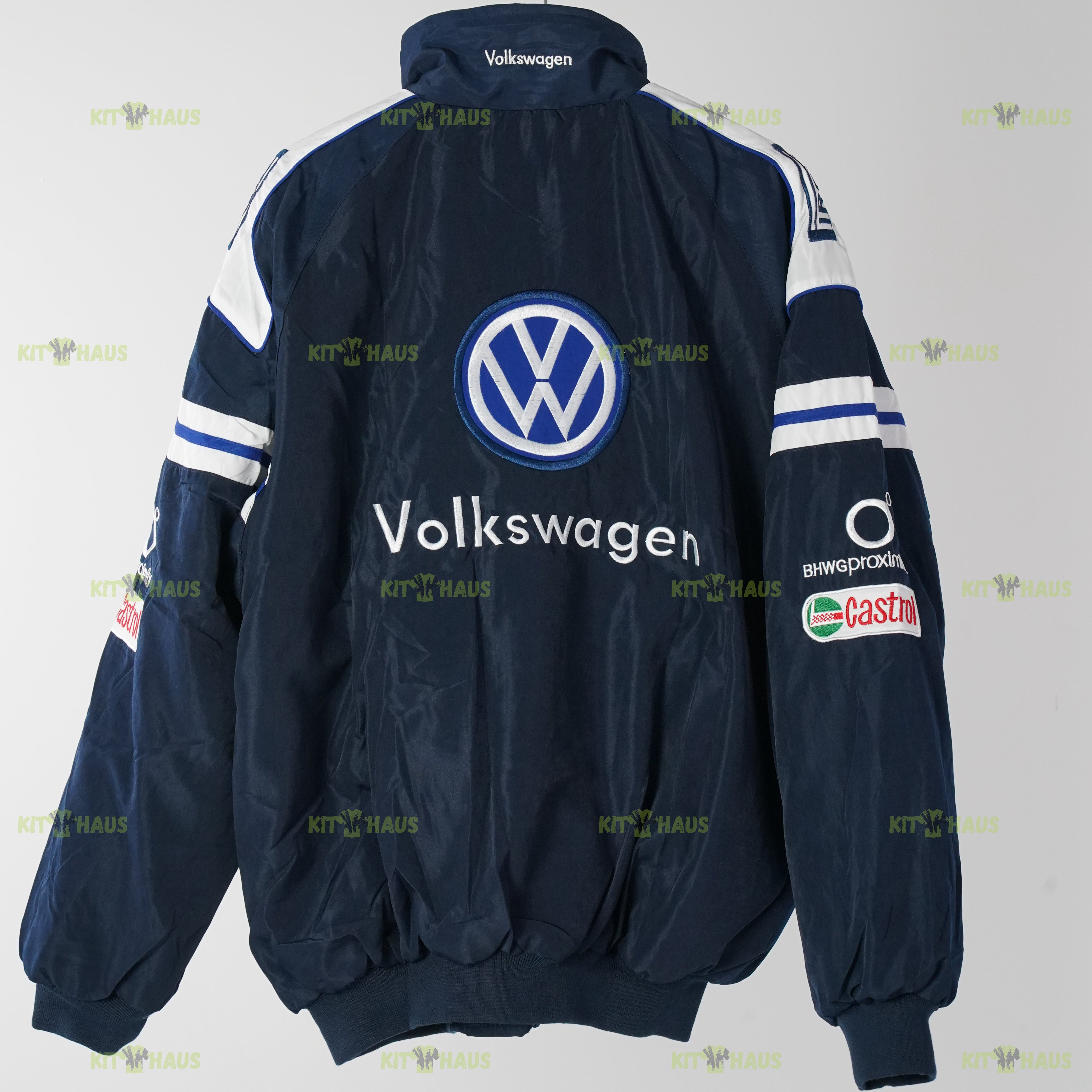 Volkswagen Racing Jacket Navy Blue White Embroidered Team Bomber Castrol Style
