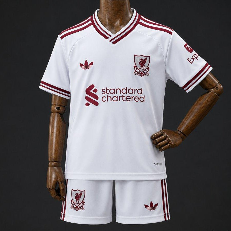 2026/27 Kids Liverpool Away Jersey & Shorts Set Front View