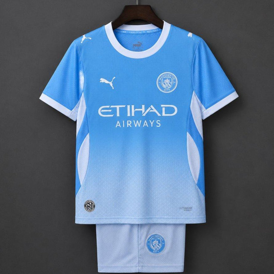 2026/27 Kids Manchester City Home Jersey Set Front View