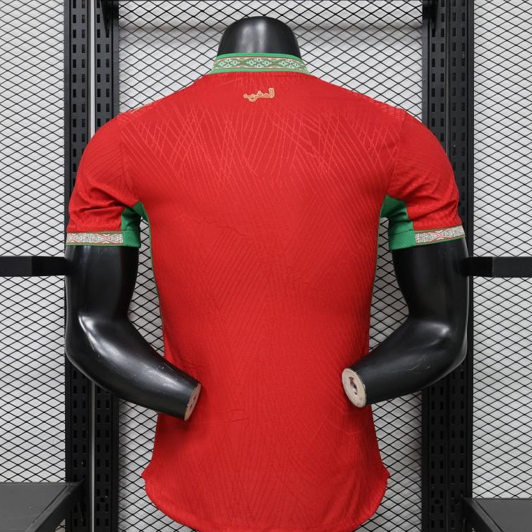 2026 Morocco Home Jersey Red Football Shirt Back View