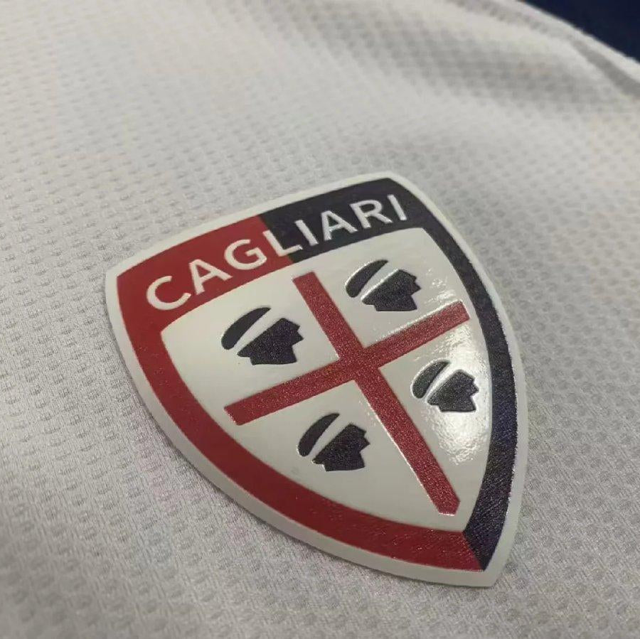 26/27 Cagliari Calcio Away White Jersey Front View Logo