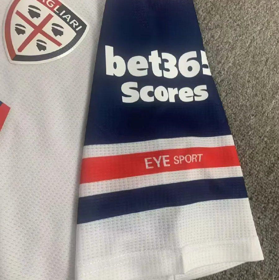26/27 Cagliari Calcio Away White Jersey Front View Sleeve