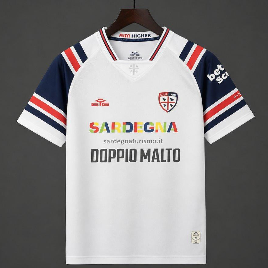 26/27 Cagliari Calcio Away White Jersey Front View
