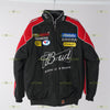 Budweiser Racing Jacket Black Red Embroidered Bomber NASCAR Style