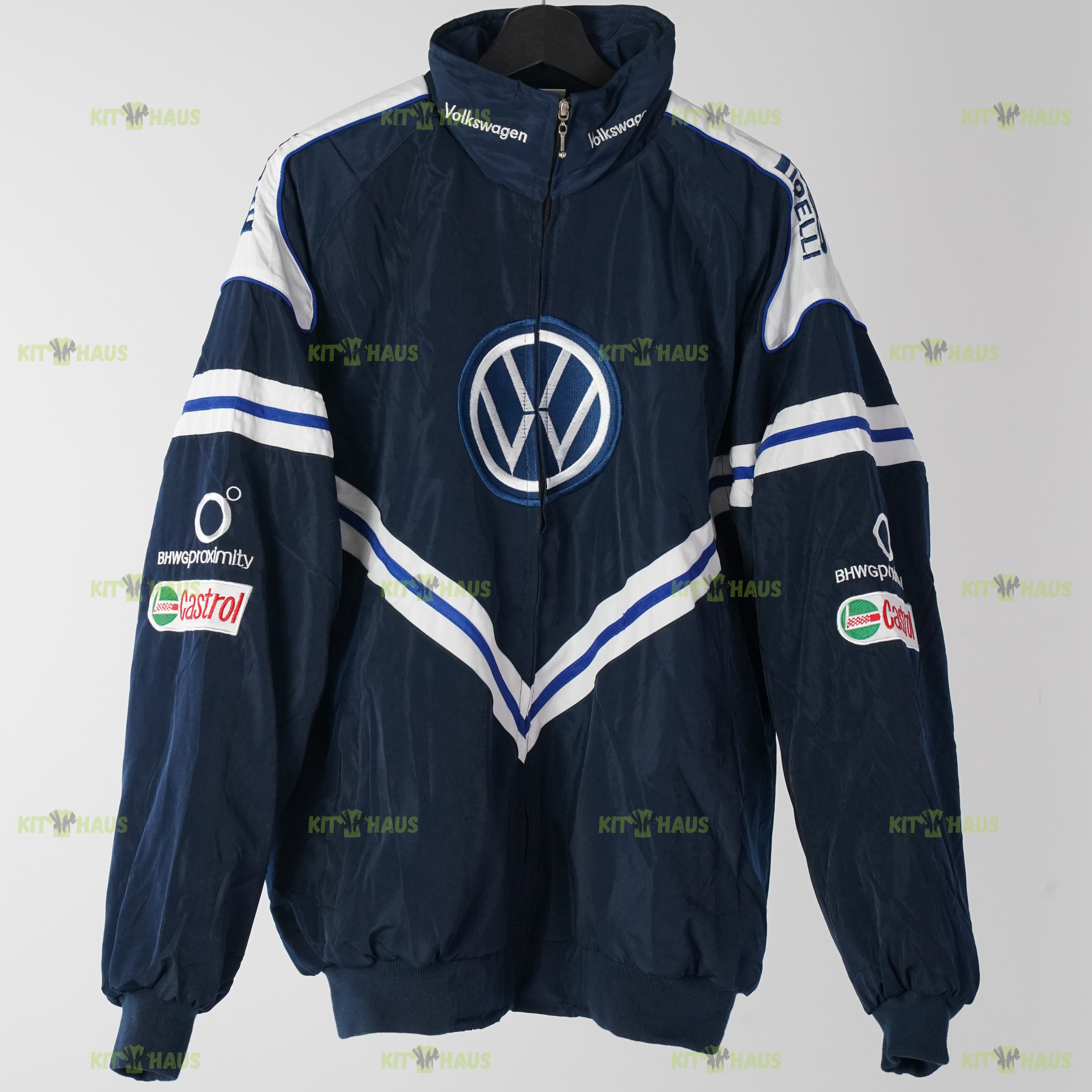 Volkswagen Racing Jacket Navy Blue White Embroidered Team Bomber Castrol Style