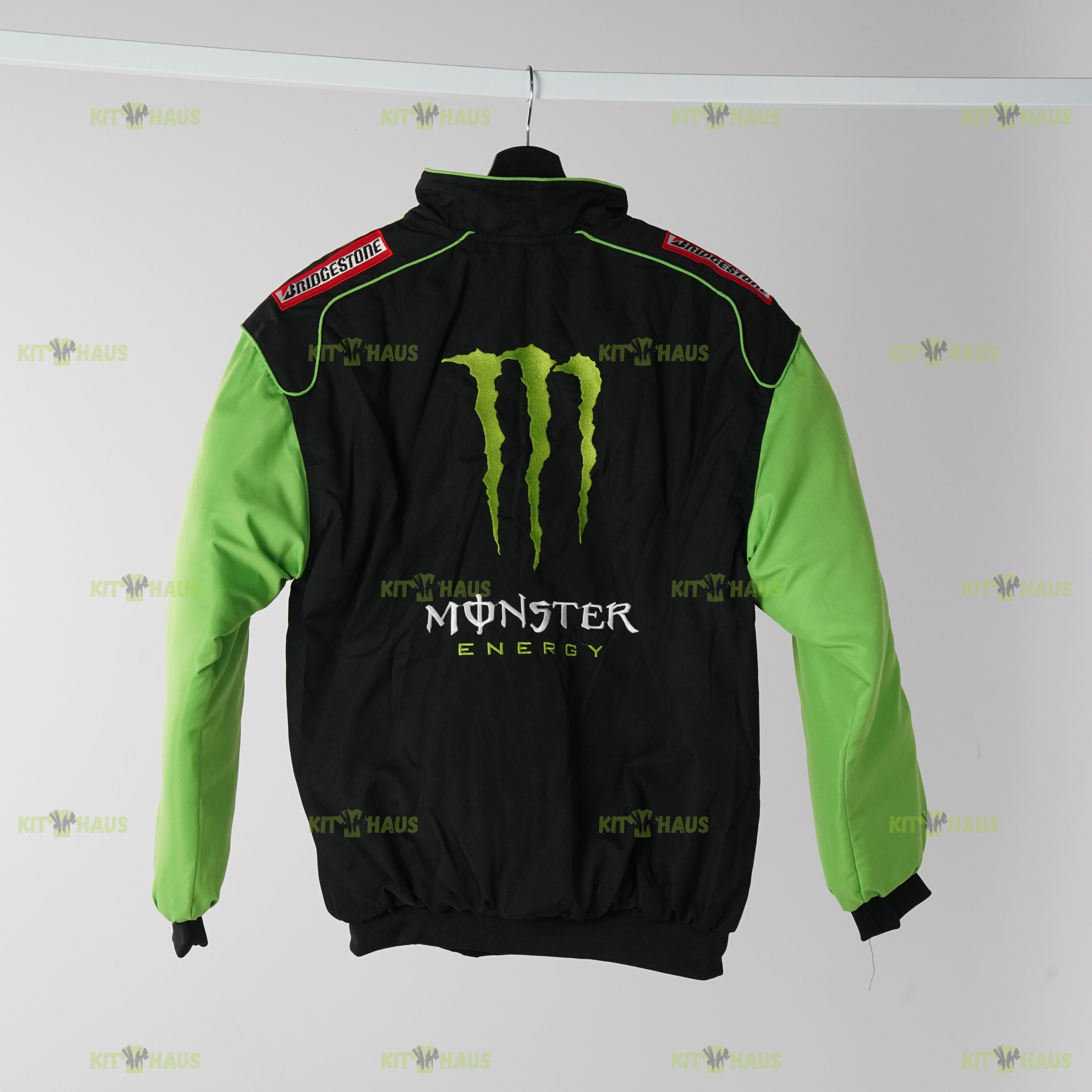 Monster Energy Kawasaki Jacket Black Green Racing Bomber Bridgestone