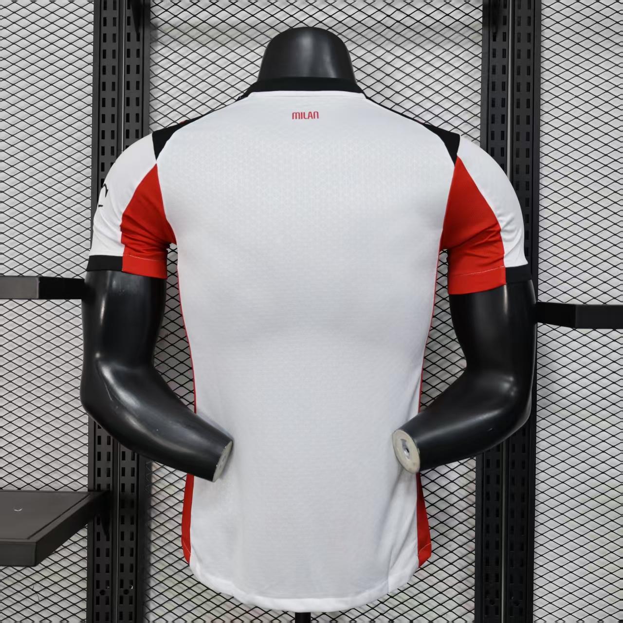 AC Milan Away Jersey 2026/27 back view with clean white finish and red black sleeve trim