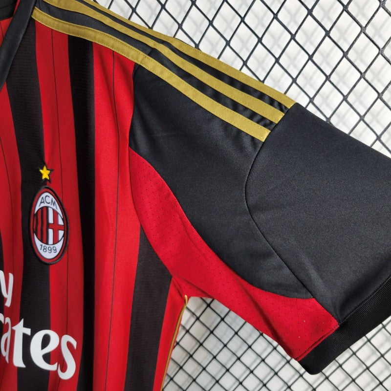 AC Milan Home Jersey 2013/14 black sleeve and gold shoulder stripe detail