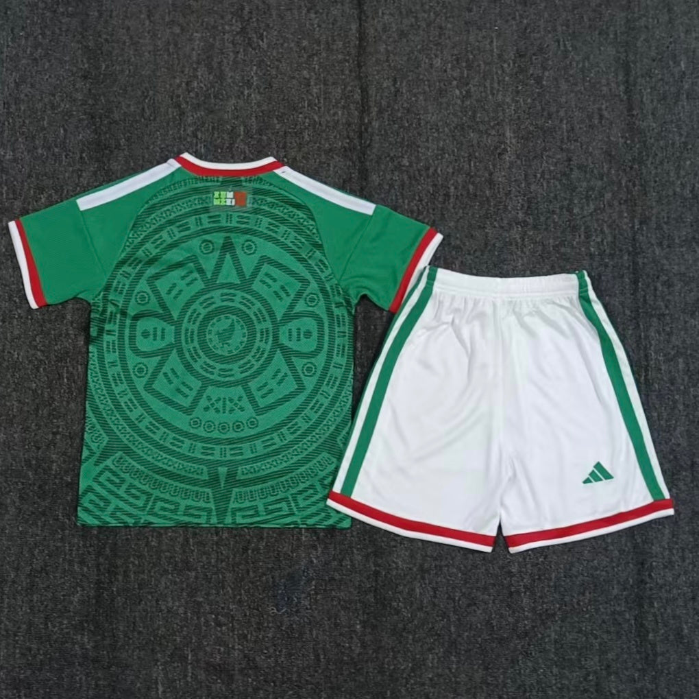 Adidas Mexico home kit 2026/27 kids set back view youth football uniform