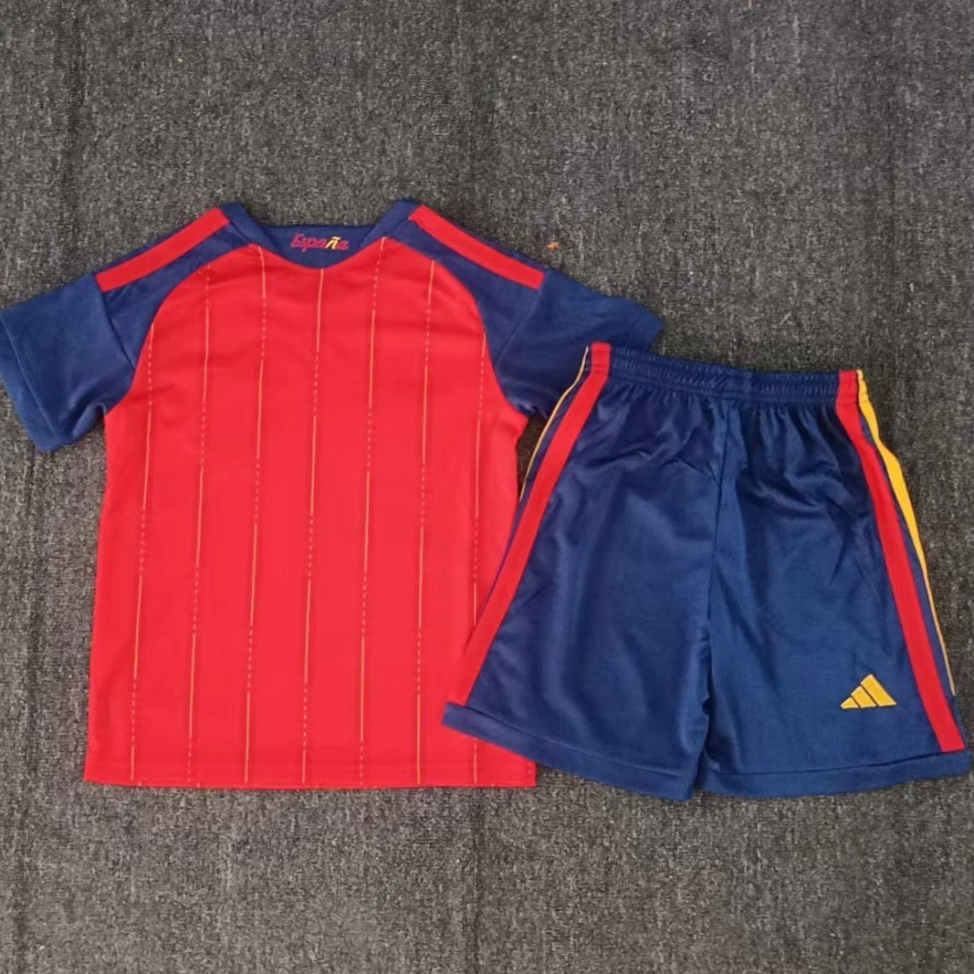 Adidas Spain home kit 2026/27 kids set back view youth football uniform