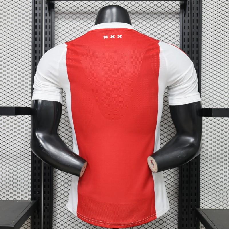 Ajax Home Jersey 2026/27 back view with red panel and Amsterdam cross detail