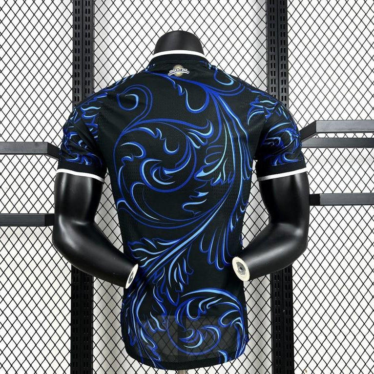 Argentina 2026 World Cup away jersey black blue football shirt back view player