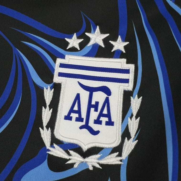 Argentina 2026 World Cup away jersey black blue football shirt logo view
