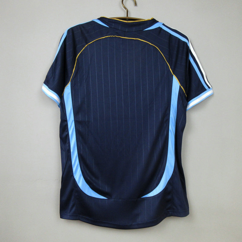 Argentina Away Jersey 2006 back view in navy blue with sky blue trim