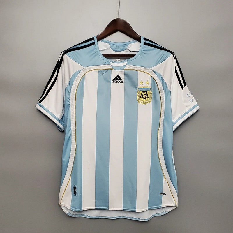 Argentina Home Jersey 2006 front view with sky blue and white stripes