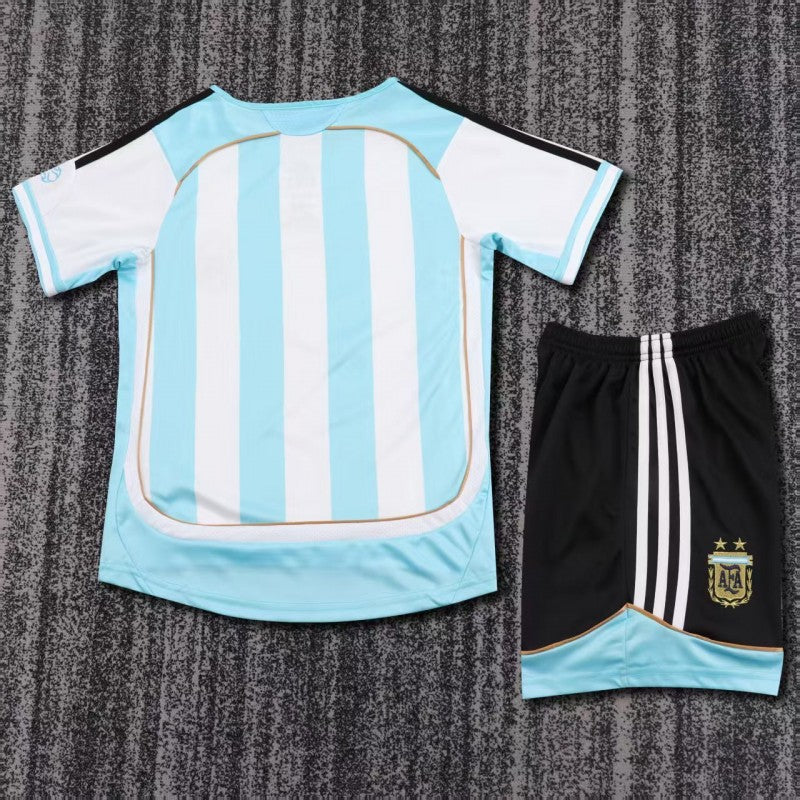 Argentina Home Jersey 2006 Kids Set back view with shirt and matching shorts