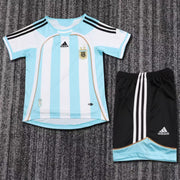 Argentina Home Jersey 2006 Kids Set front view with shirt and matching shorts