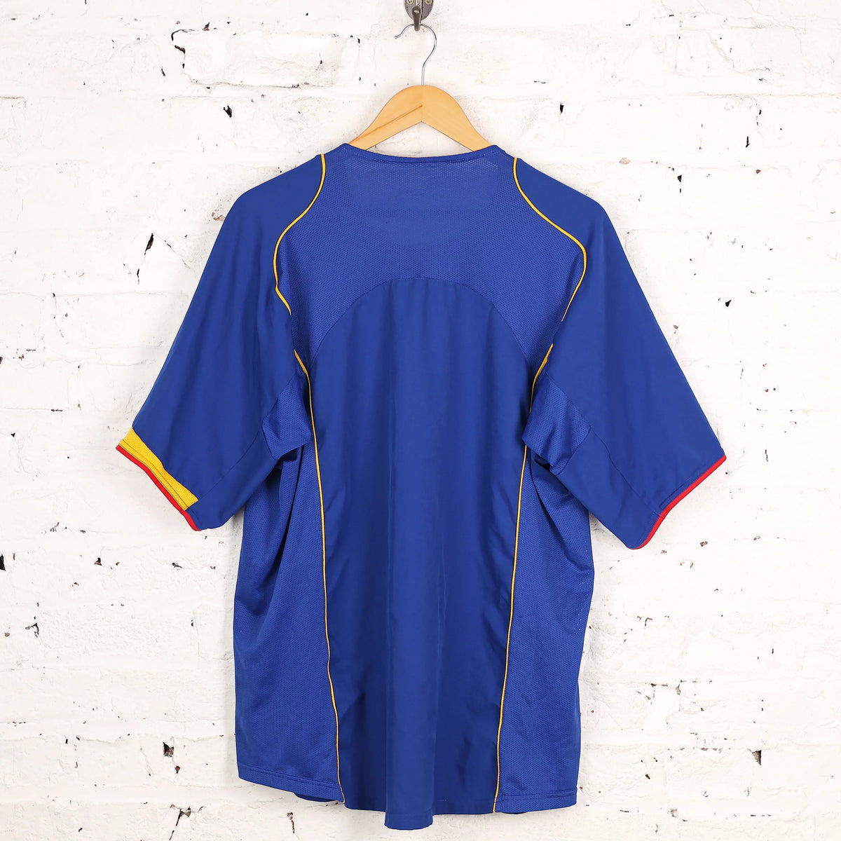 Arsenal Away Jersey 2004/05 back view in blue with yellow piping and red trim