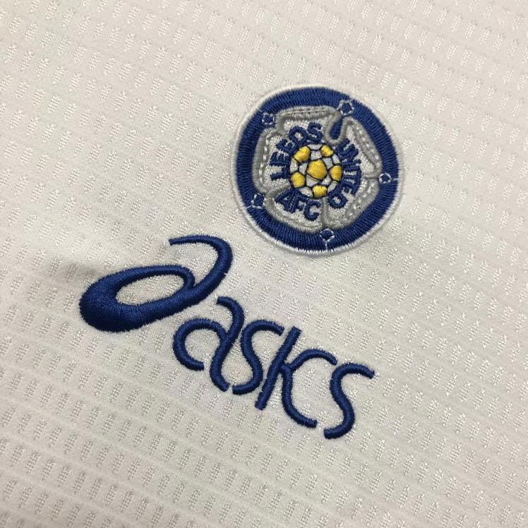Asics Leeds United 1995 96 home shirt front view white logo