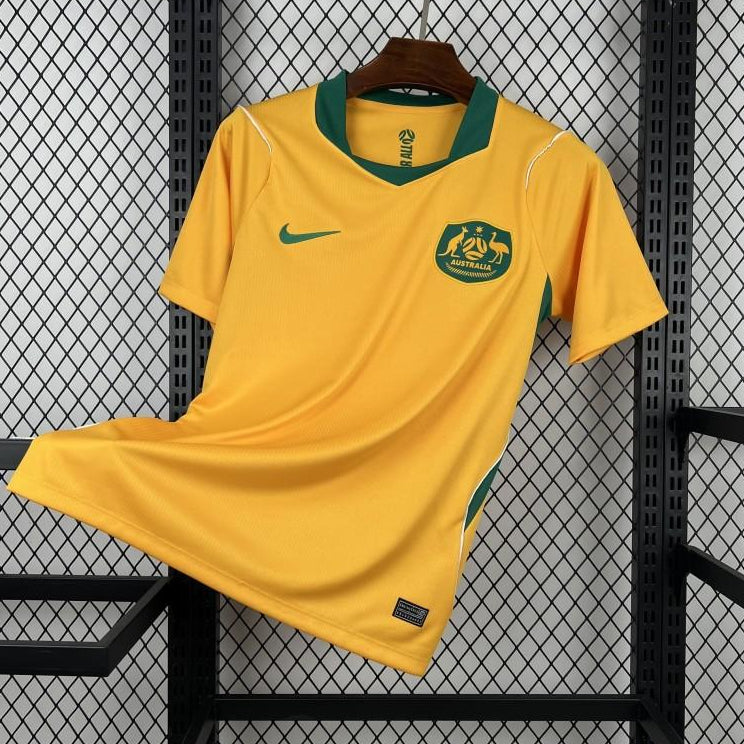 Australia 2026 World Cup home jersey yellow green football shirt front view
