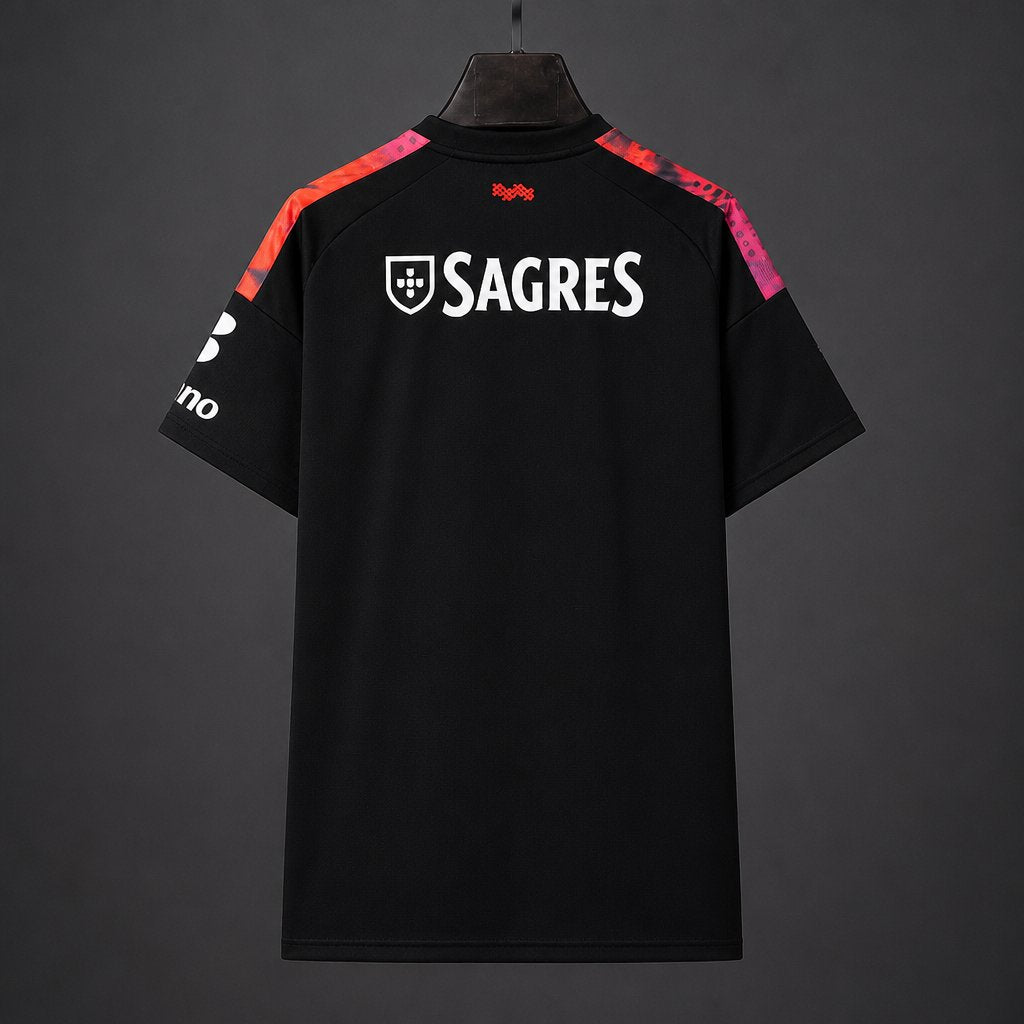 Benfica Third Jersey 2026/27 black red and pink back view