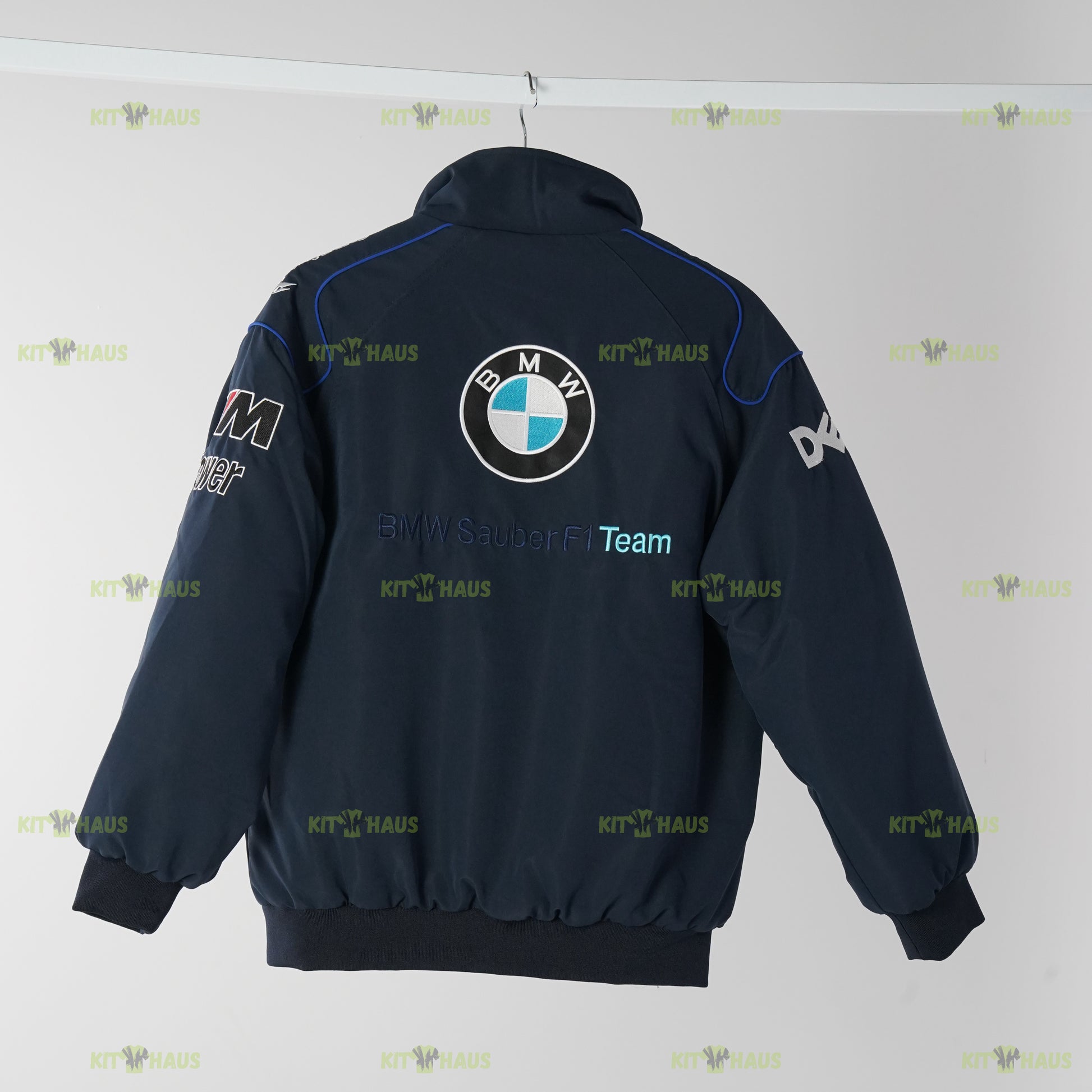 BMW Sauber F1 Team racing jacket black back view with BMW Sauber F1 Team branding