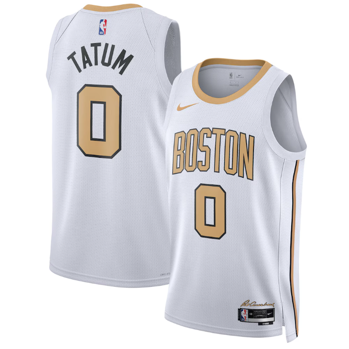 Boston Celtics 2025/26 City Edition swingman jersey Jaylen Brown white front and back view