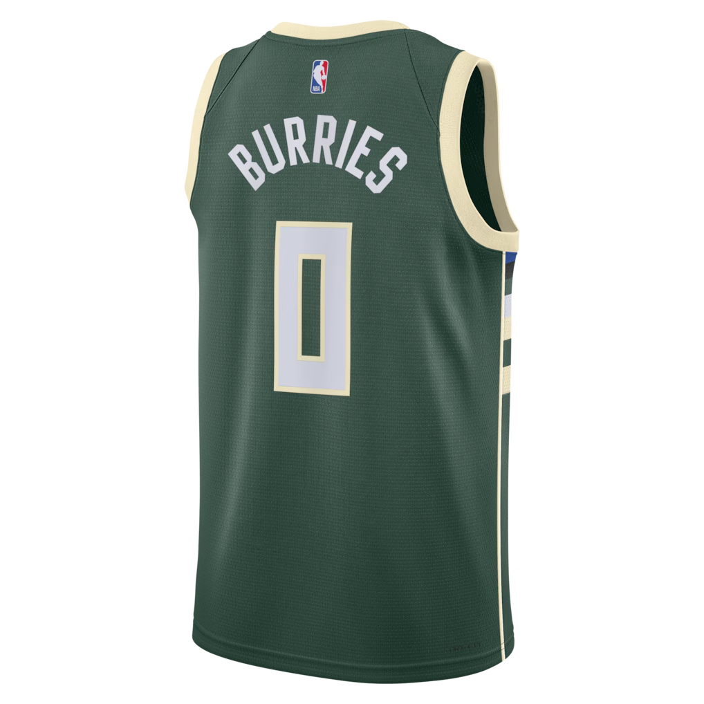 Brayden Burries Milwaukee Bucks Icon Edition Swingman Jersey back view