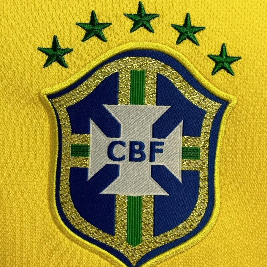 Brazil 2014 home jersey CBF badge close up