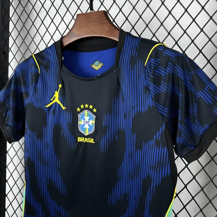Brazil 2026 away kids kit Brazil crest detail blue jersey