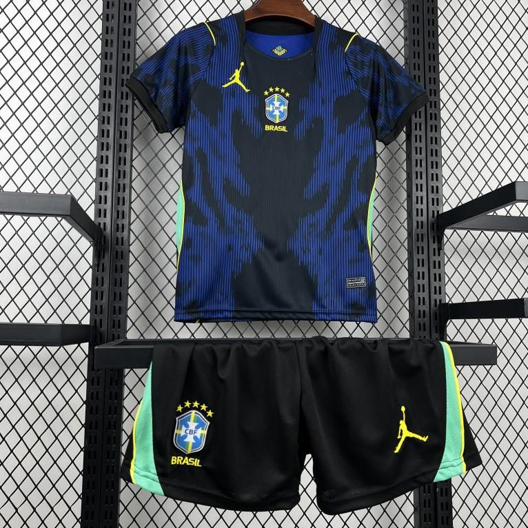 Brazil 2026 away kids kit Brazil crest detail blue jersey