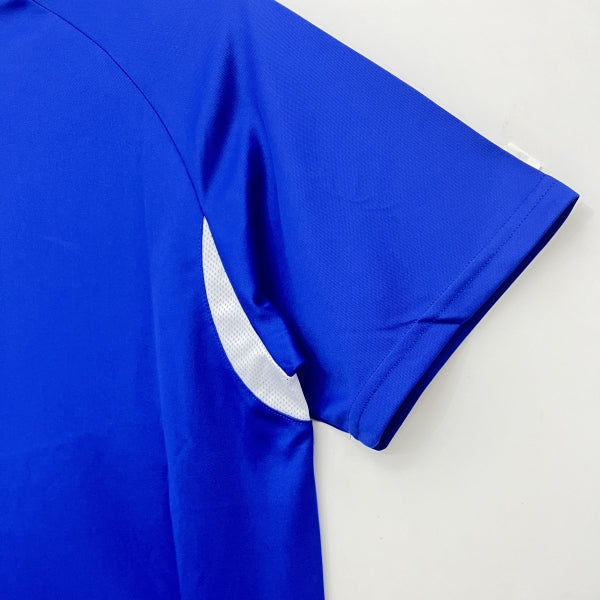 Brazil Away Jersey 2002 sleeve detail showing blue sleeve and white side insert