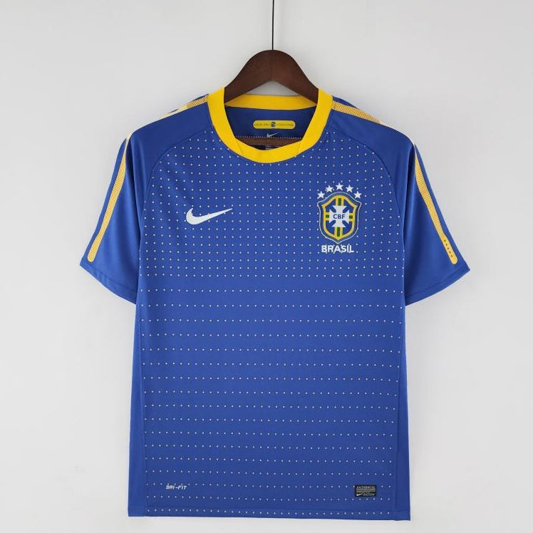 Brazil away kit 2010 front view blue World Cup jersey
