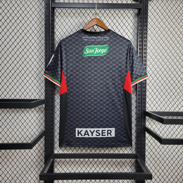 CD Palestino 2024/25 away jersey black with geometric pattern back view