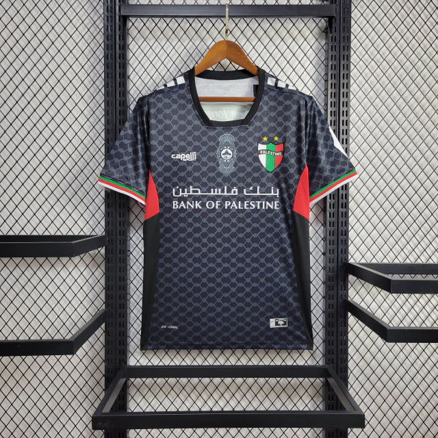 CD Palestino 2024/25 away jersey black with geometric pattern front view