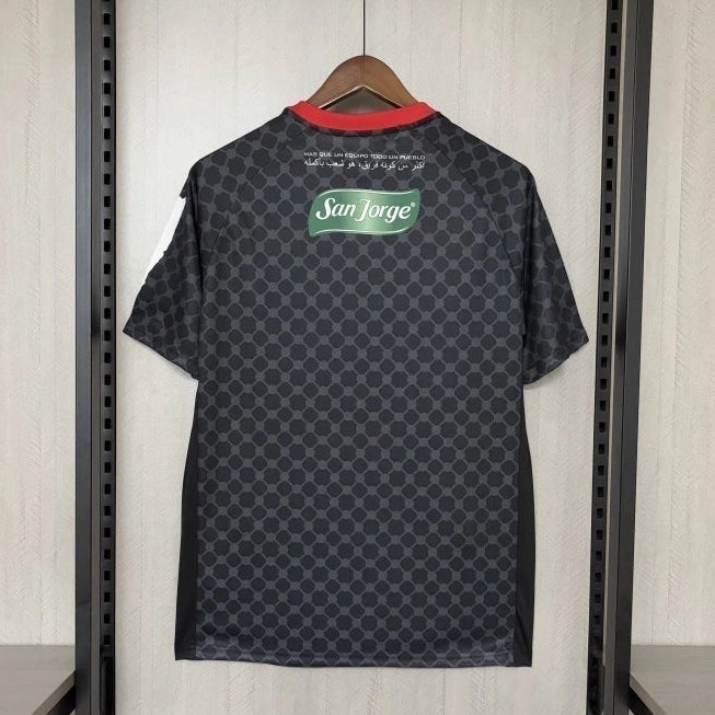 CD Palestino 2025/26 away jersey black with red and green chest stripe back view