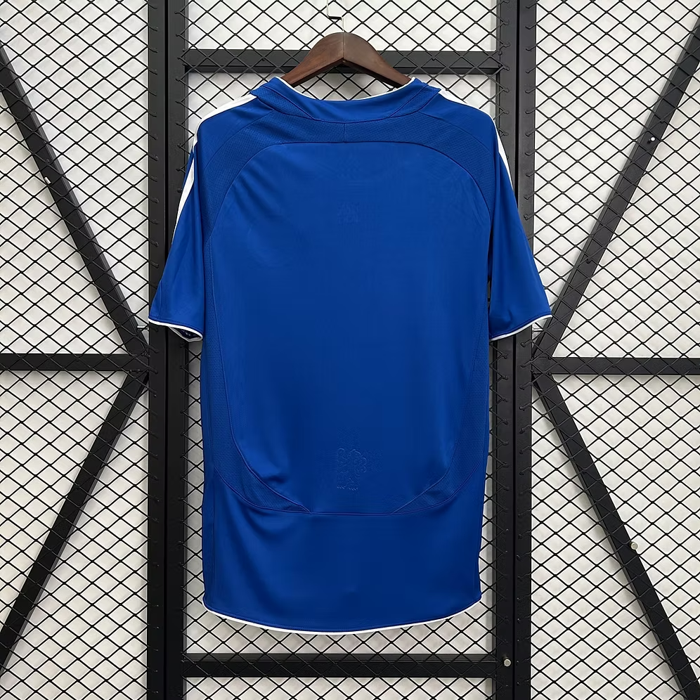 Chelsea Home Jersey 2006/07 back view in royal blue with white shoulder and hem detailing