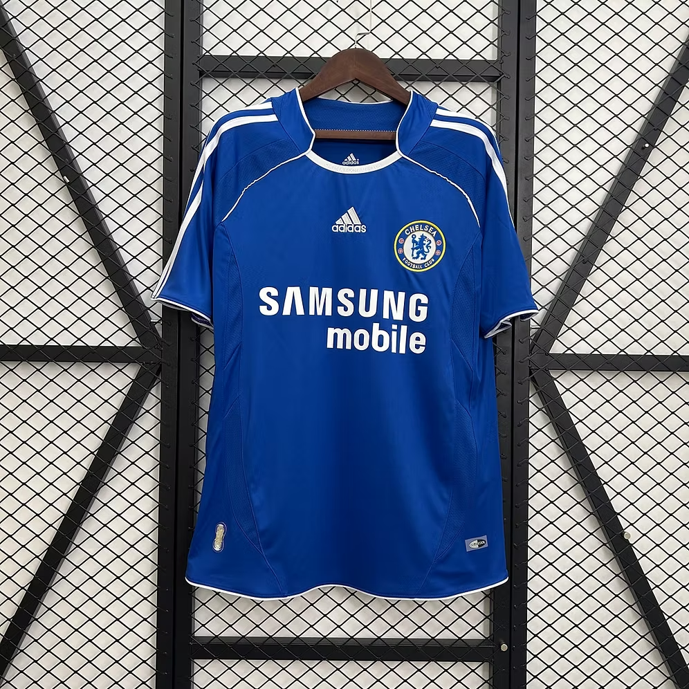 Chelsea Home Jersey 2006/07 front view in royal blue with white shoulder details, Chelsea crest and Samsung Mobile sponsor