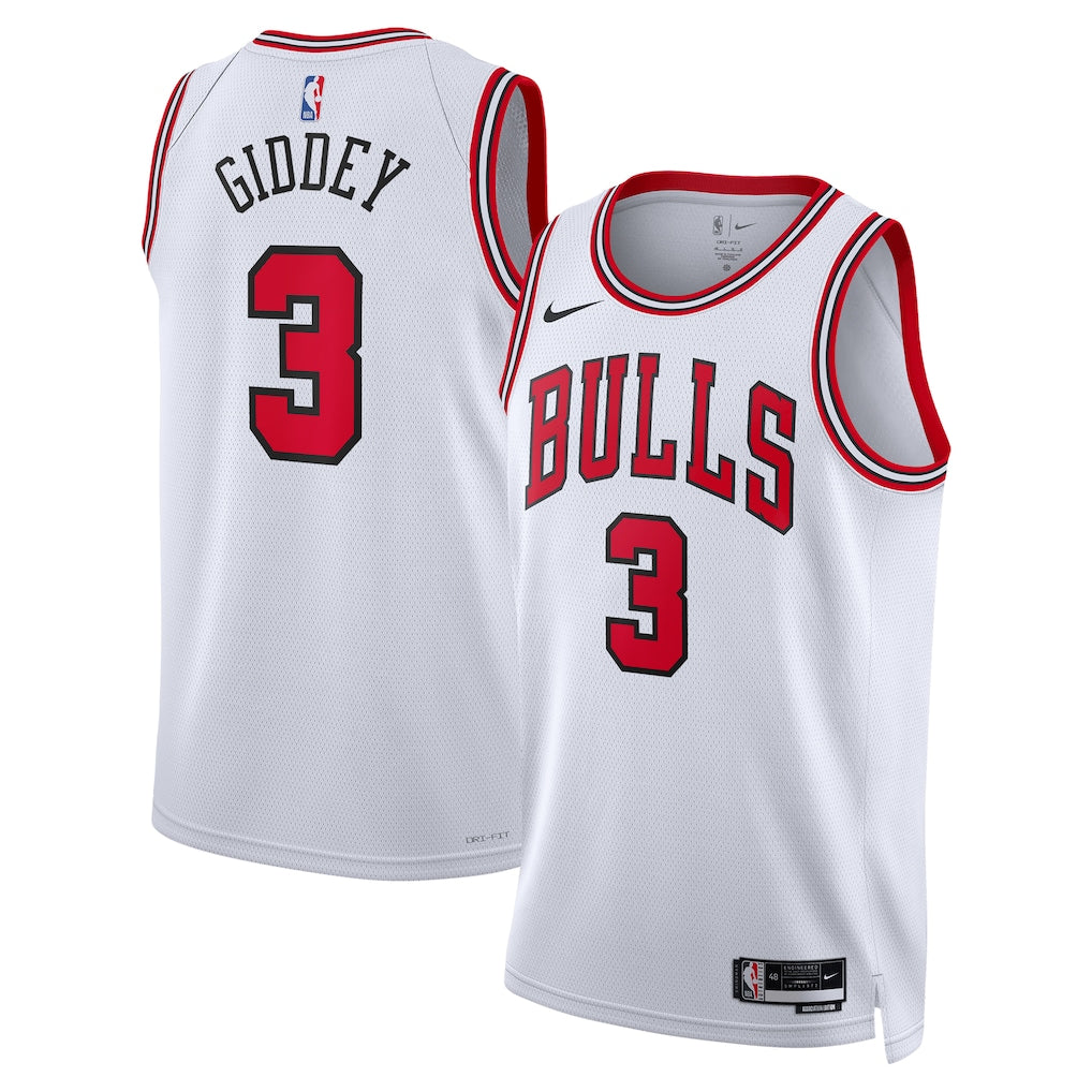 Chicago Bulls Josh Giddey #3 Association Edition Swingman Jersey front and back view
