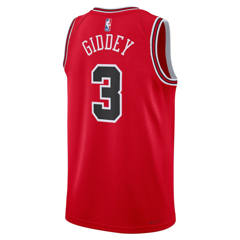 Chicago Bulls Josh Giddey #3 Icon Edition Swingman Jersey back view