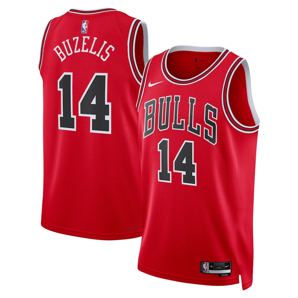 Chicago Bulls Matas Buzelis #14 Icon Edition Swingman Jersey front and back view