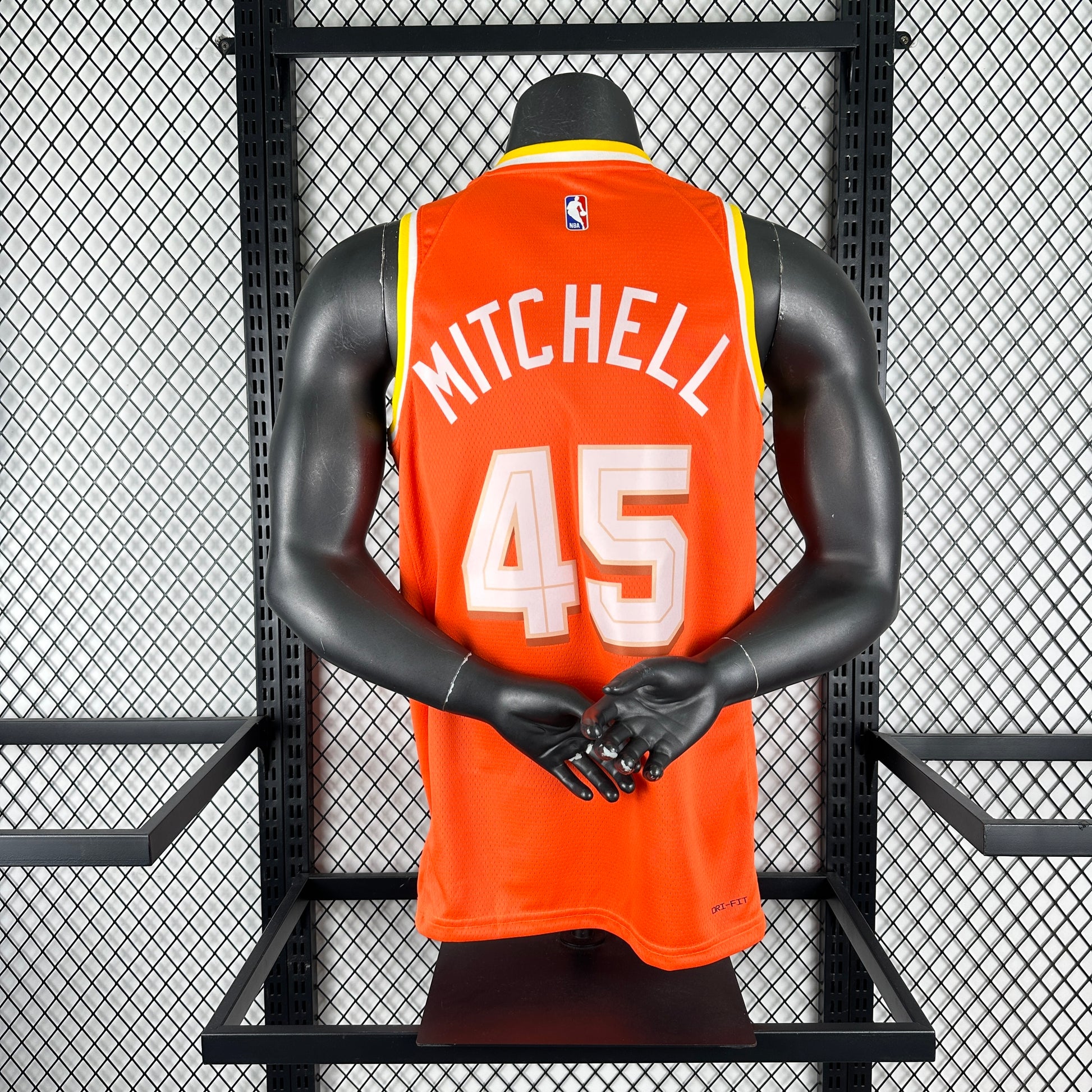 Cleveland Cavaliers 2025/26 City Edition youth jersey Donovan Mitchell number 45 orange The Land back view