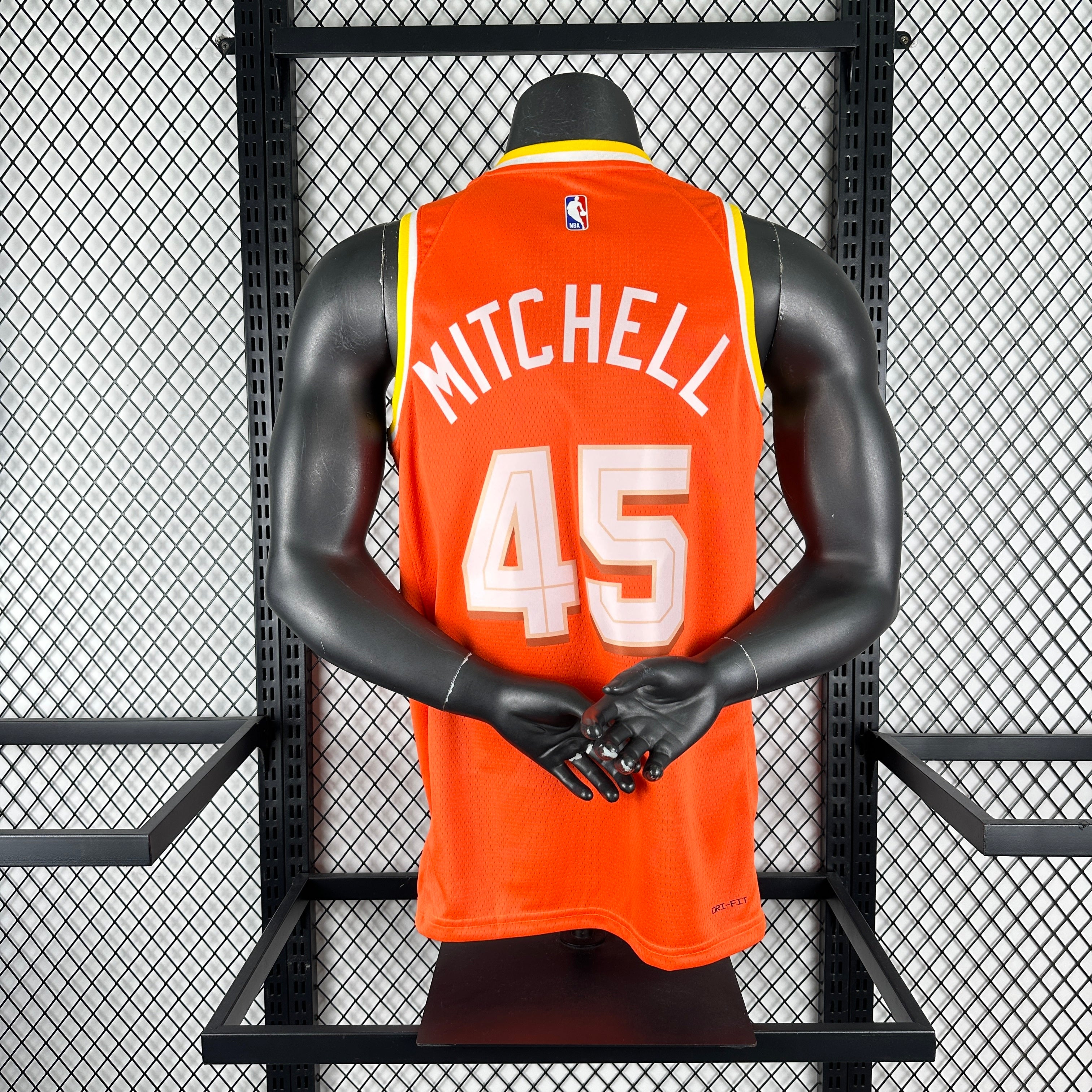 Cleveland Cavaliers 2025/26 City Edition youth jersey Donovan Mitchell number 45 orange The Land back view