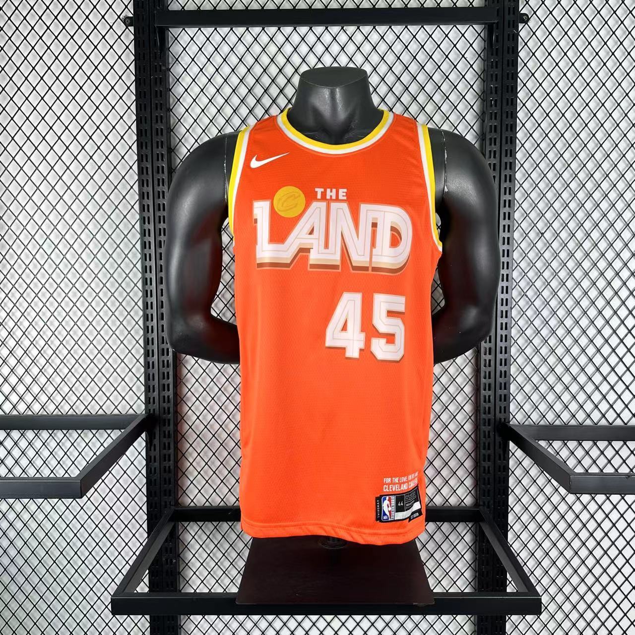 Cleveland Cavaliers 2025/26 City Edition youth jersey Donovan Mitchell number 45 orange The Land front view