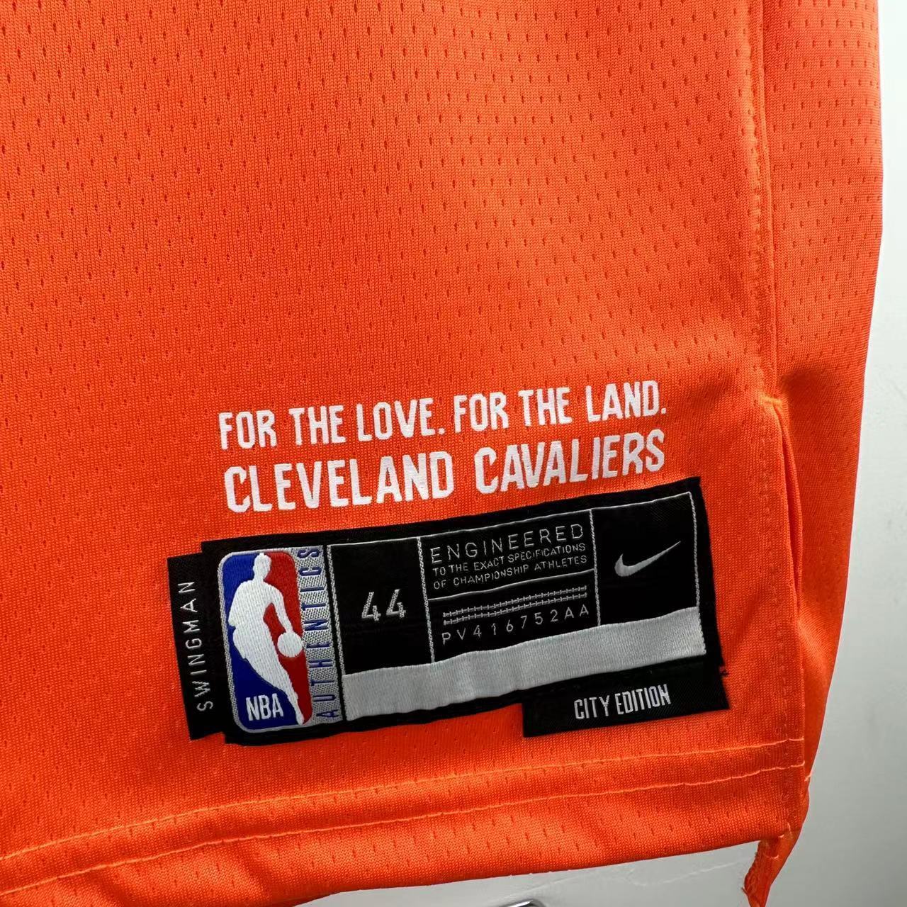 Cleveland Cavaliers 2025/26 City Edition youth jersey Donovan Mitchell number 45 orange The Land front view