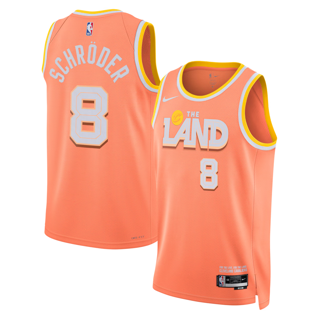 Cleveland Cavaliers Dennis Schröder #8 2025/26 City Edition Swingman Jersey front and back view