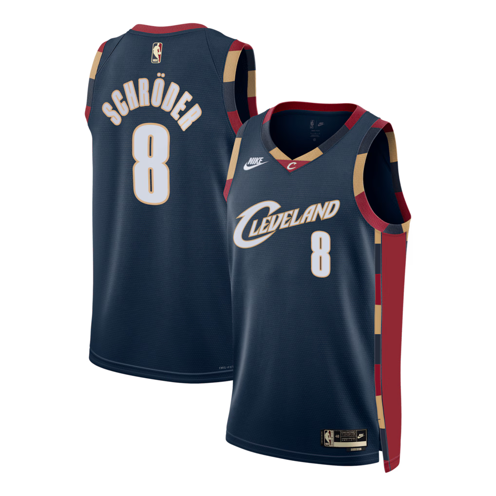 Cleveland Cavaliers Dennis Schröder #8 Classic Edition Swingman Jersey front and back view