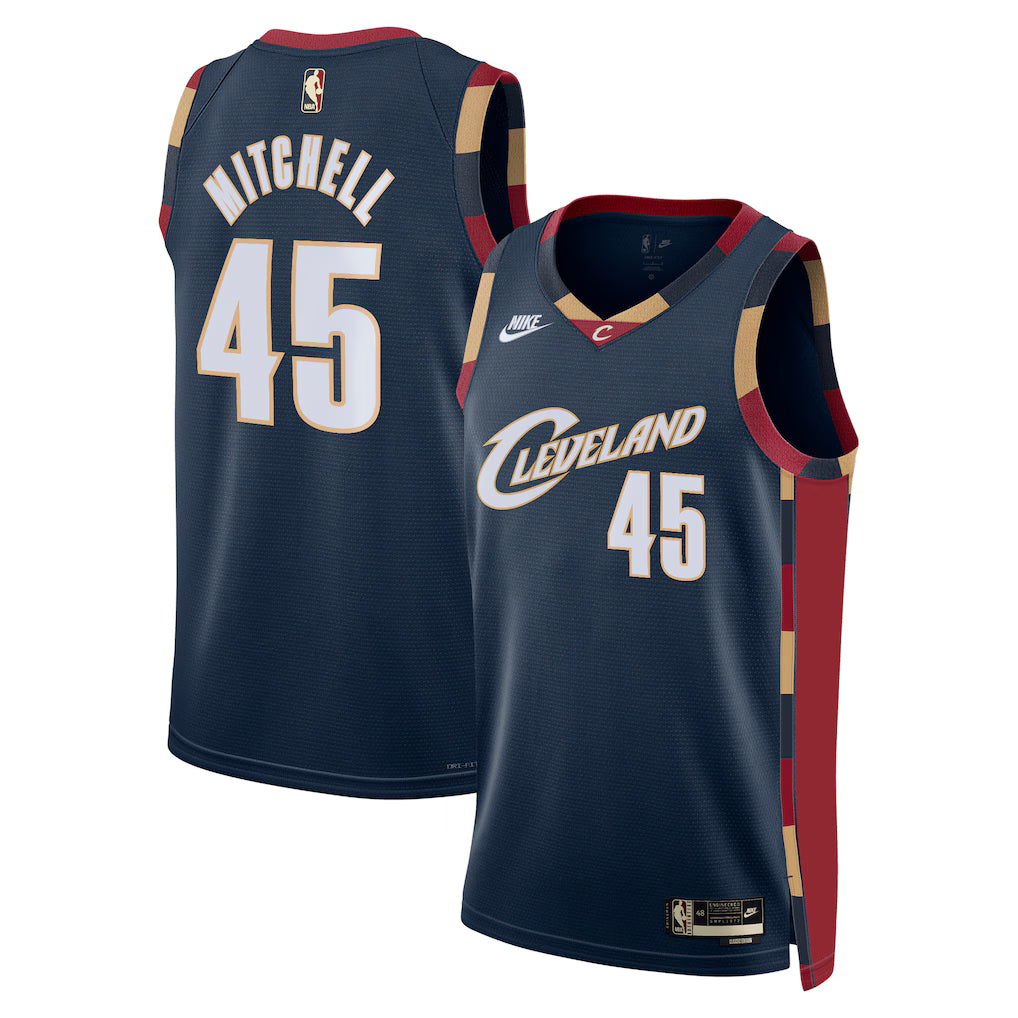 Cleveland Cavaliers Donovan Mitchell #45 Classic Edition Swingman Jersey front and back view