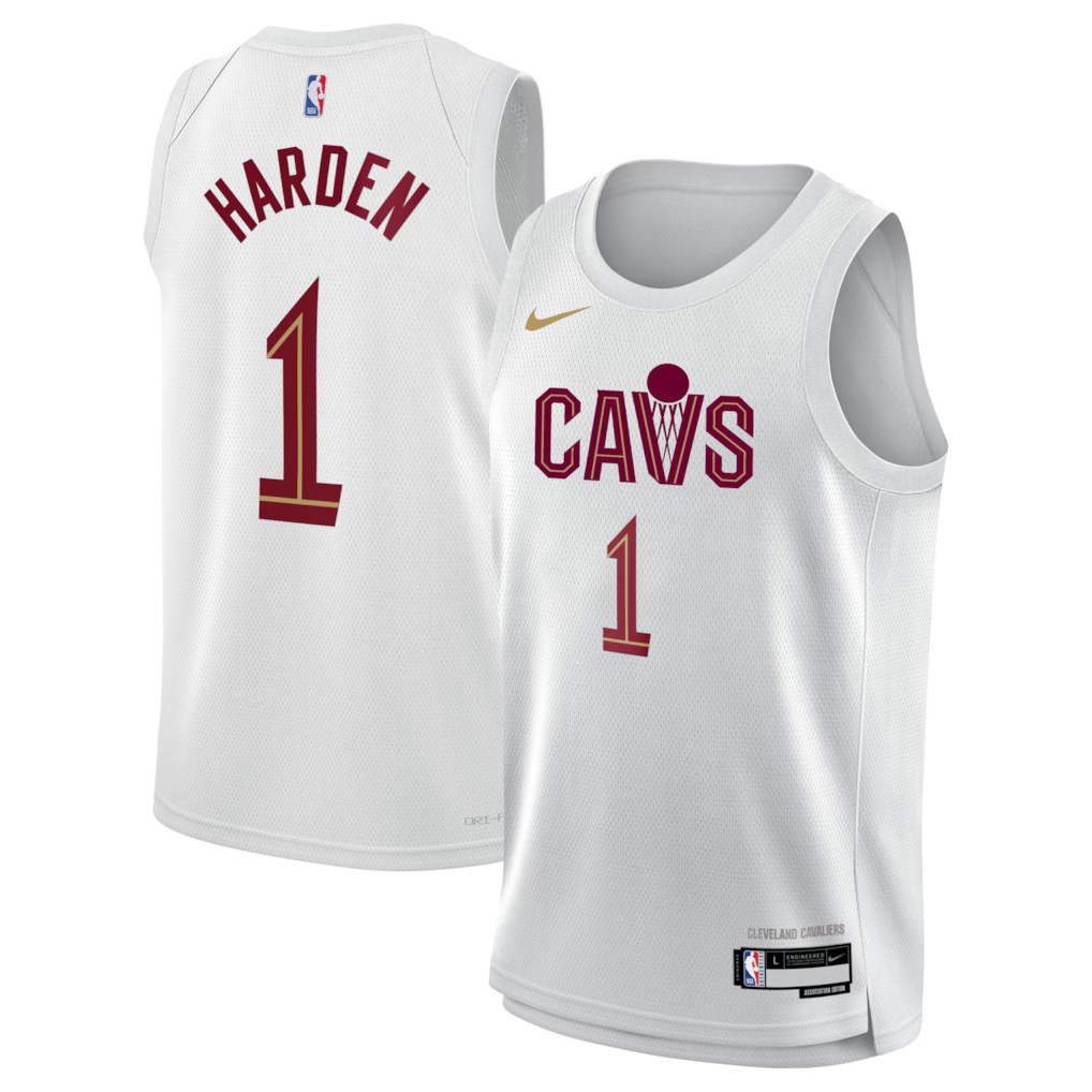 Cleveland Cavaliers James Harden #1 Association Edition Swingman Jersey front and back view