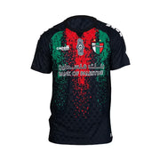 Club Deportivo Palestino Away Jersey 2026/27 front view in black with red and green graphic detailing, club crest and Bank of Palestine sponsor